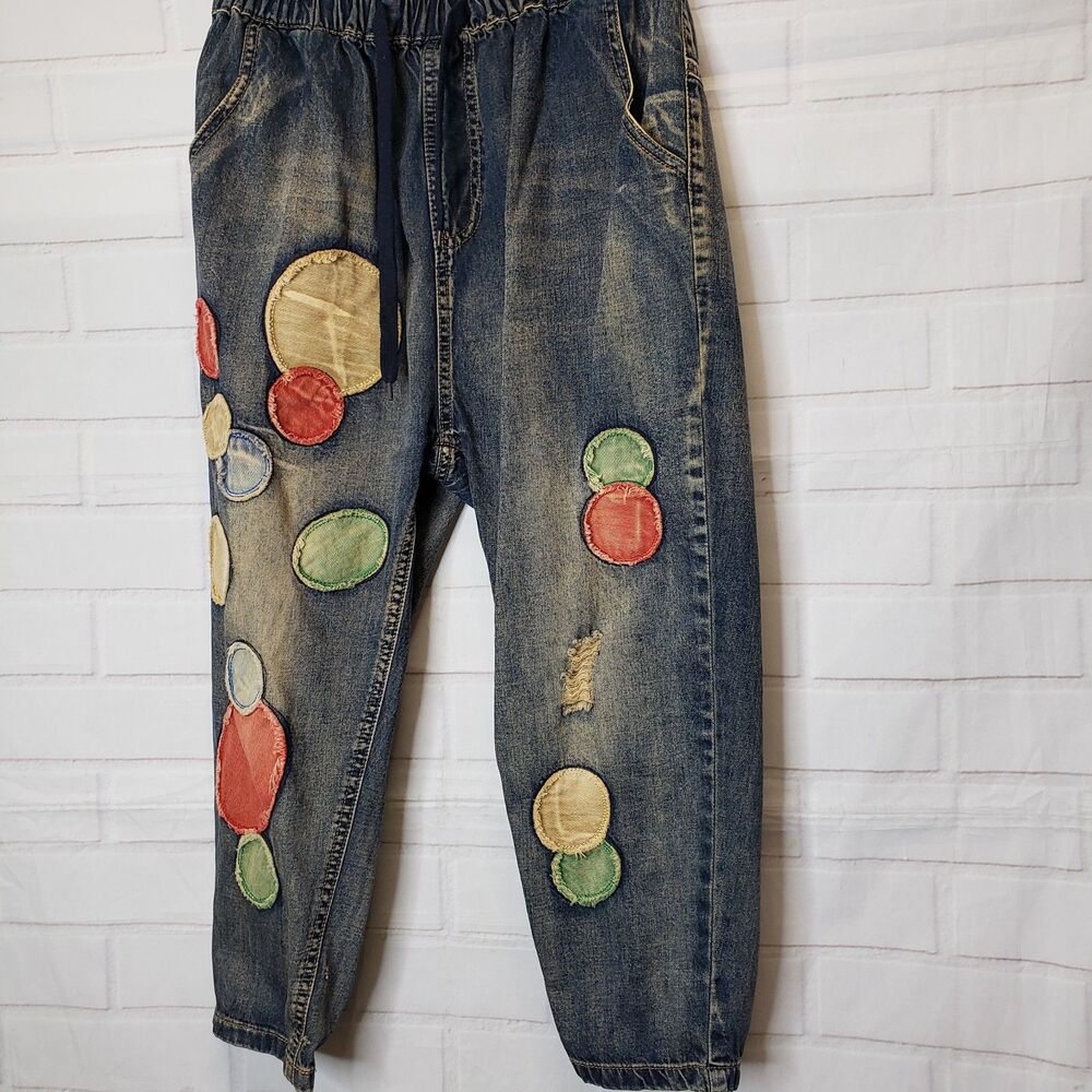 Li Sweet Dream Women's Harim Style Patchwork Ankle Jeans Baggy Pants